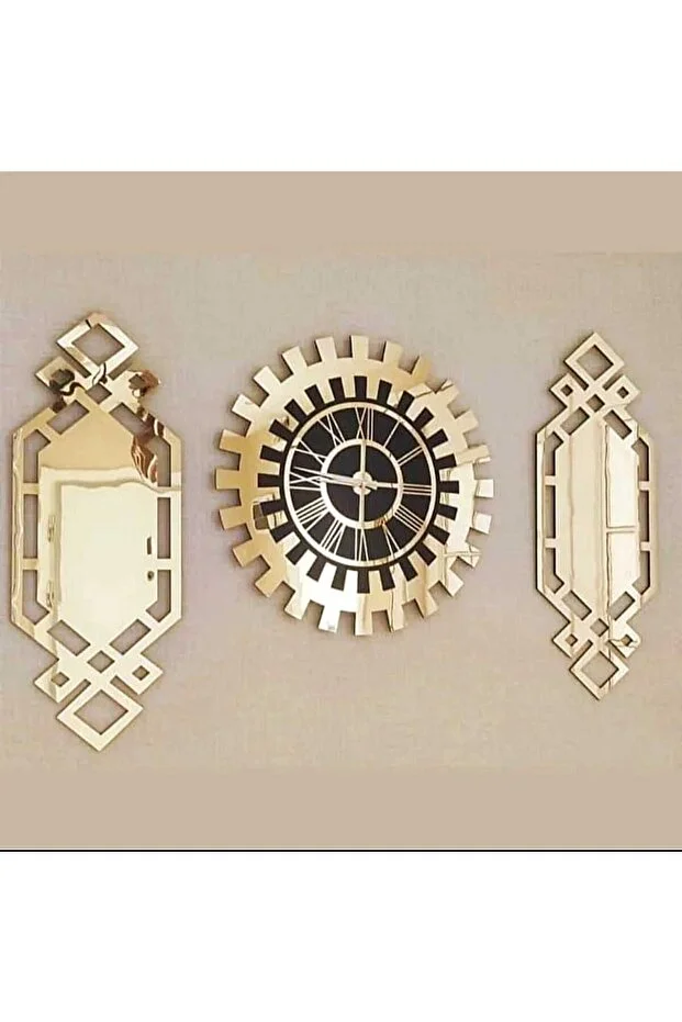 Dekoratif 3d Kabartmalı El Boyaması Piyano Model Duvar Saati, Tablo 3 Parça